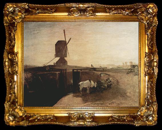 framed  Joseph Mallord William Turner Grand Junction Canal at Southall Mill Windmill and Lock (mk31), ta009-2